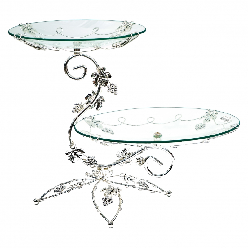 Մատուցարան Հարկերով TITAN SIL-005 2հարկ Օվալ Խաղող Տերևով 2